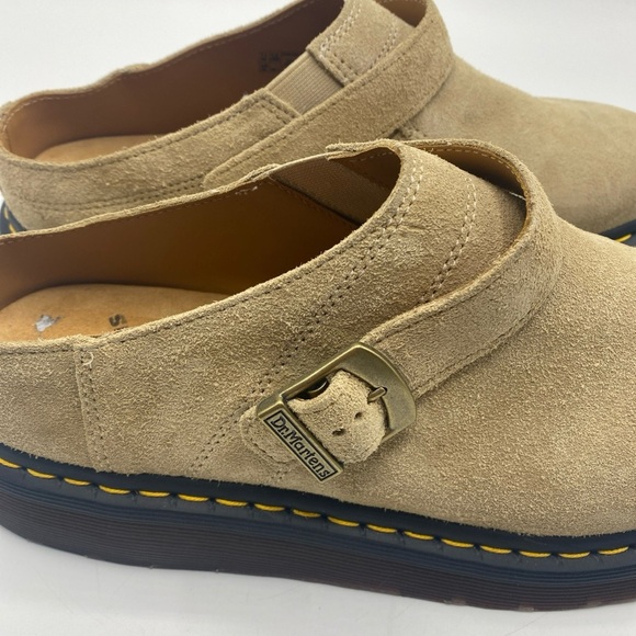 Dr. Martens Beige Suede Buckle Clog with Yellow Stitching main image 7